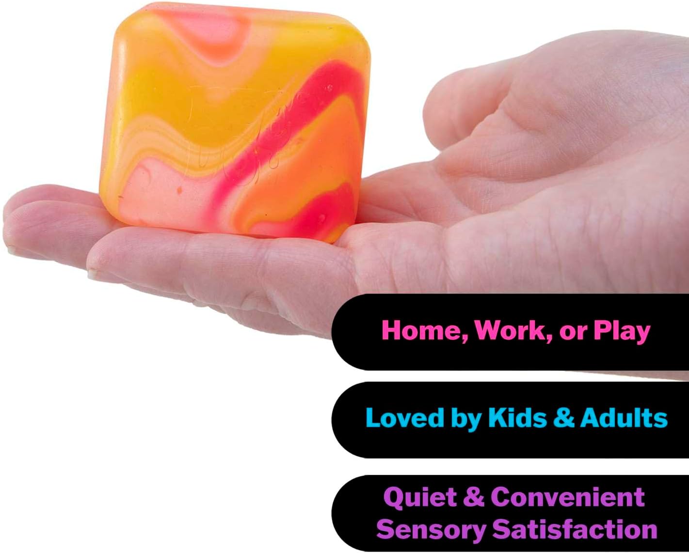 Schylling NeeDoh Nice Cube Swirl - Sensory Toy with a Super Solid Squish - Unique. Swirling Color Blend - Color May Vary (1 Per Pack) - Image 4